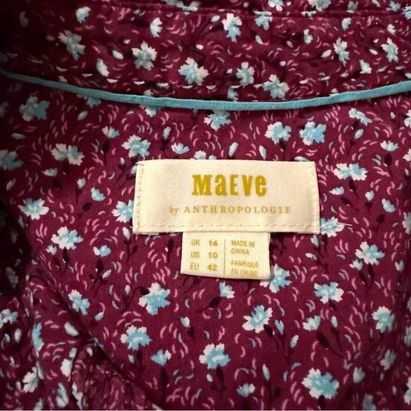 ANTHROPOLOGIE MAEVE Purple Floral Calico Button Down Shirt Size 10 - Picture 10 of 11